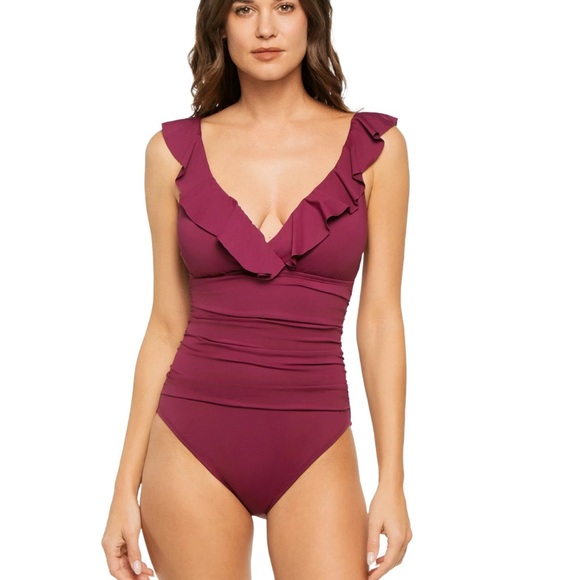 CERULEAN SEA SANGRIA Color Ruffle One Piece Swimsuit Size 4 New With Tag
